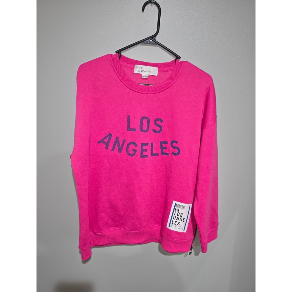 Vintage Havana Los Angeles LAX Graphic Sweatshirt Hot Pink Small Side Zip